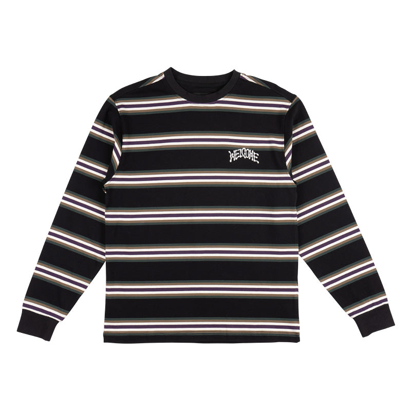 Welcome Skateboards Thelema Stripe Long Sleeve Knit - Black / Forest
